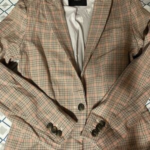 Banana Republic Brown Blazer Classic Glen Check